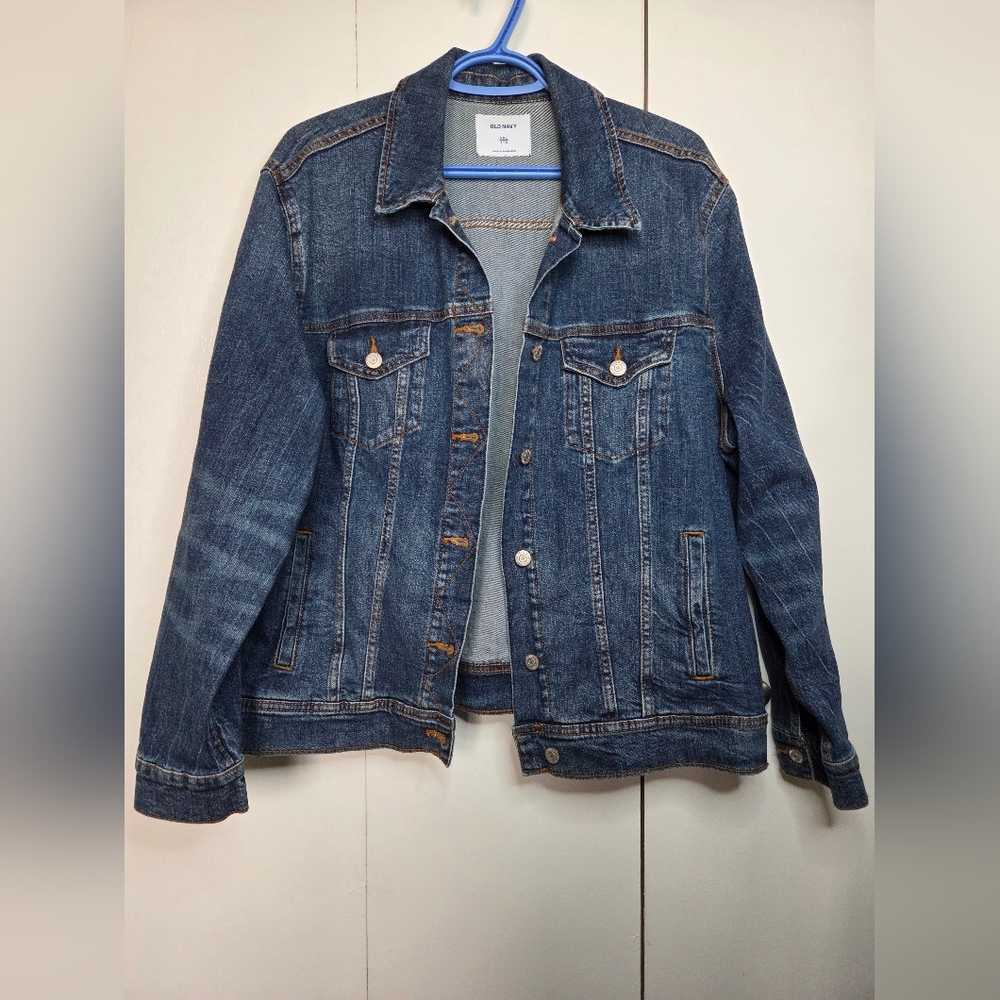 Old Navy Women's XXL Plus Size Classic Blue Denim Jacket Crop Fit Button Front